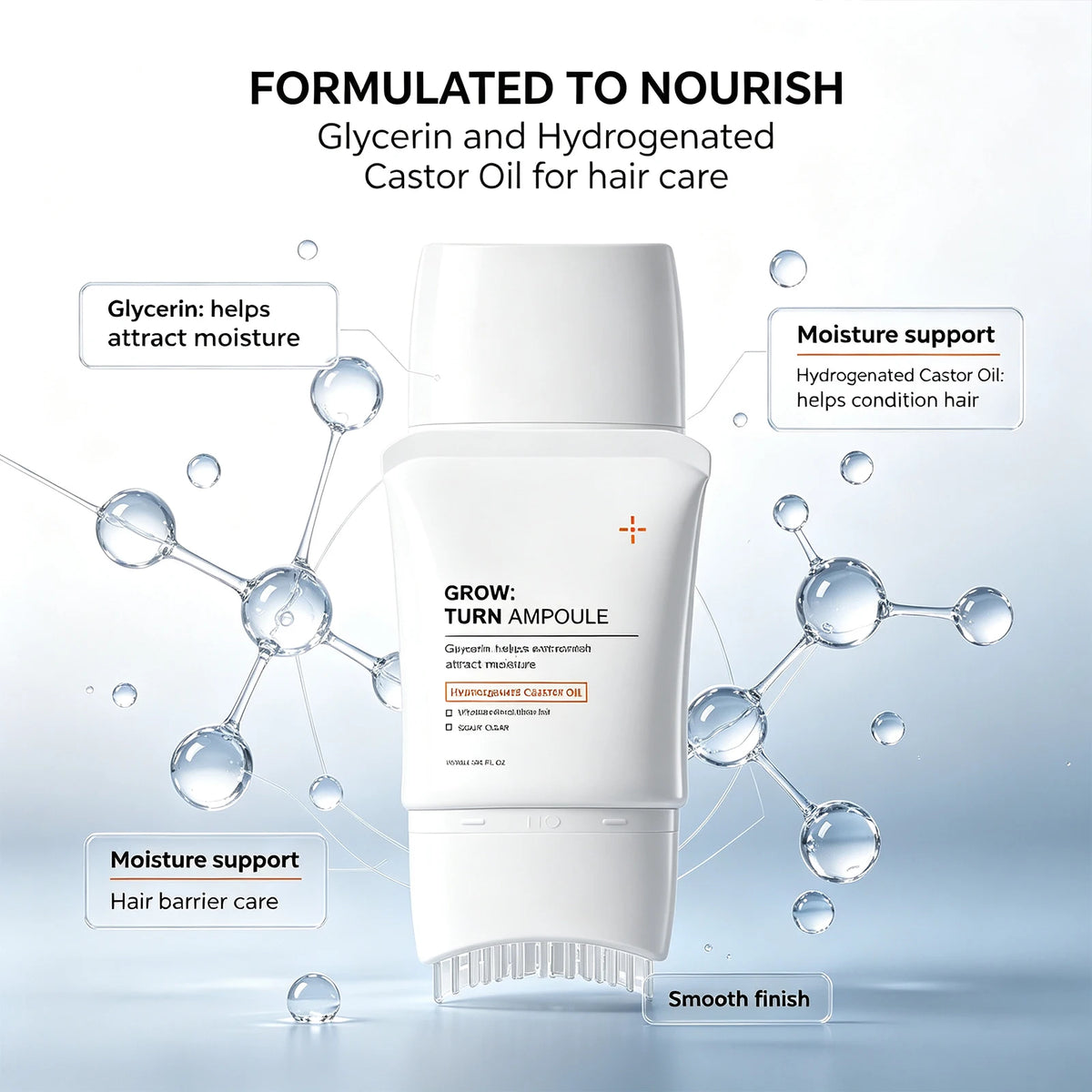Volumizing Hair Serum with Brush Deep Nourishing Smoothing Scalp Care Essence for Dry Hair Lightweight Non-Greasy