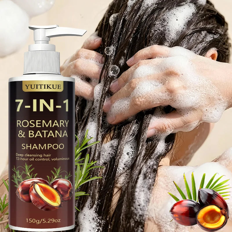 YUITIKUE 7‑IN‑1 Rosemary & Batana Shampoo 150g Deep Clean Scalp 72H Oil Control Volumizing Refreshing Hair Care Shampoo