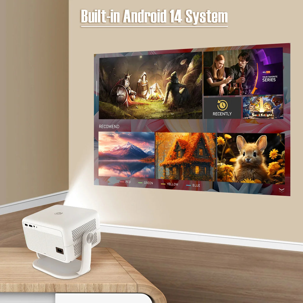 Magcubic L018 650ANSI 1080P Native Projector, 360° Rotation, Auto Focus & 6D Keystone, Android 14 WiFi6 BT5.4 8K Decoding Portable