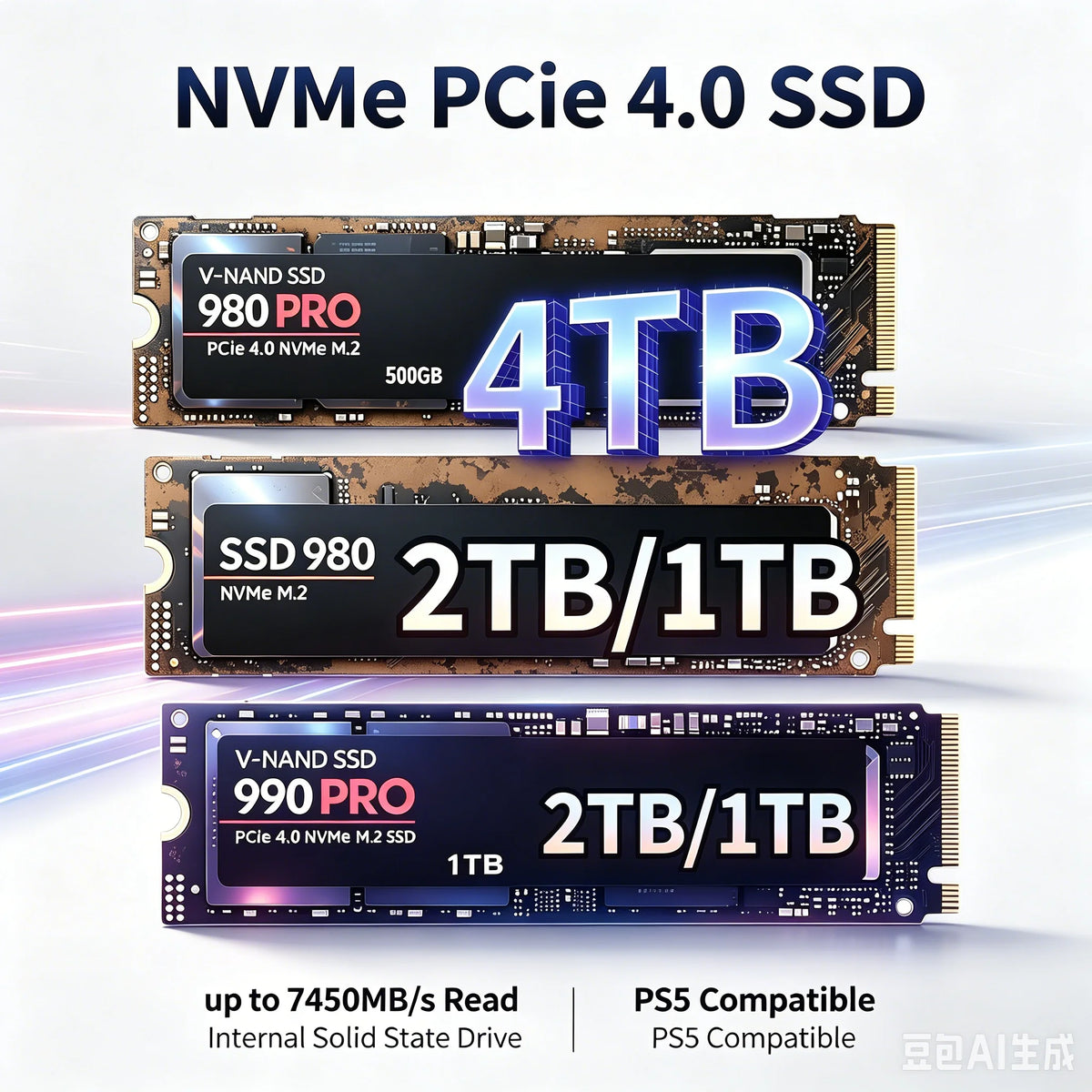 1TB 2TB 4TB M2 NVMe PCIe 4.0 SSD 980Pro/990Pro Original High Speed 7400MB/s Hard Disk For Gaming Notebook Desktop Computer