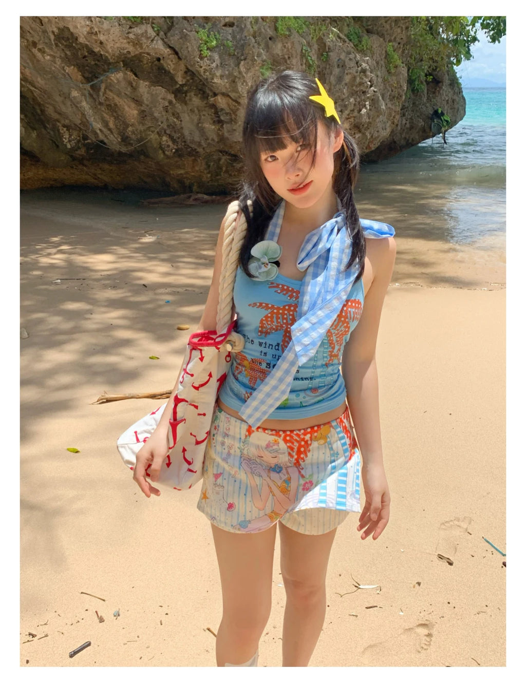 Erwofeina Hotsweet Blue Patchwork Plaid Halter Tops 2000s Clothes Y2k Sleeveless Camis Summer Tank Tops Beach Camisole Chic