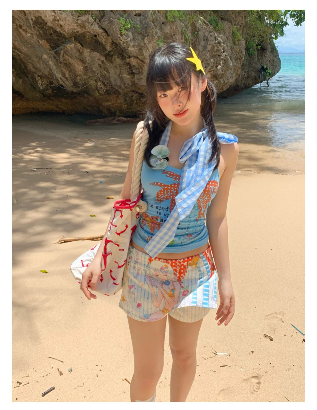 Erwofeina Hotsweet Blue Patchwork Plaid Halter Tops 2000s Clothes Y2k Sleeveless Camis Summer Tank Tops Beach Camisole Chic