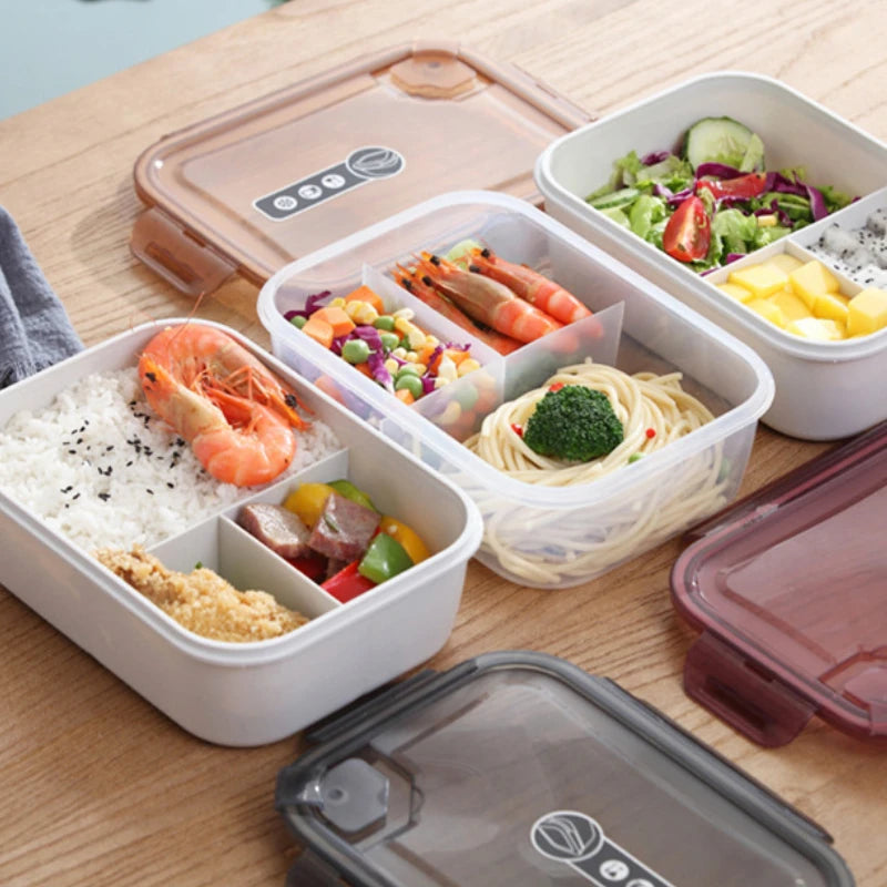 Microwavable Plastic Crisper Lunch Box Multi-compartment Bento Box Portable Food Storage Containers Office Student LeakProof Box