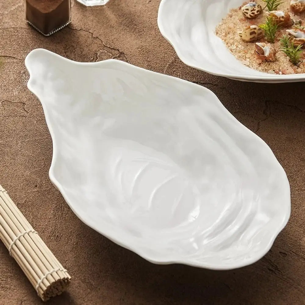 Kitchen Organizer Ceramic Sashimi Plate Creative Oyster Shell Shape Storage Dish Reusable Multi-Function Dessert Tray Festival