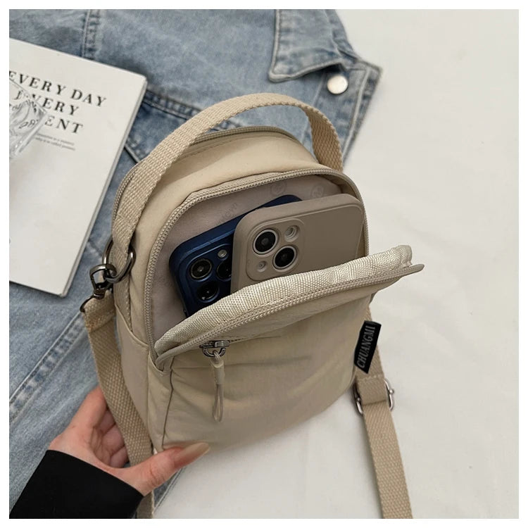 Casual Oxford Fabric Mobile Phone Bag Women's Crossbody Bag Lightweight Trendy Single Shoulder Canvas Bag for Walking