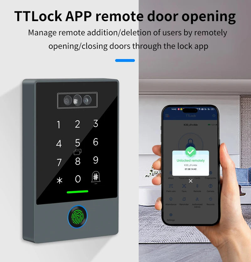 TTLOCK Smart Visual Intercom IP68 Waterproof IC Card Fingerprint WiFi Face Recognition Access Control Machine Home Security