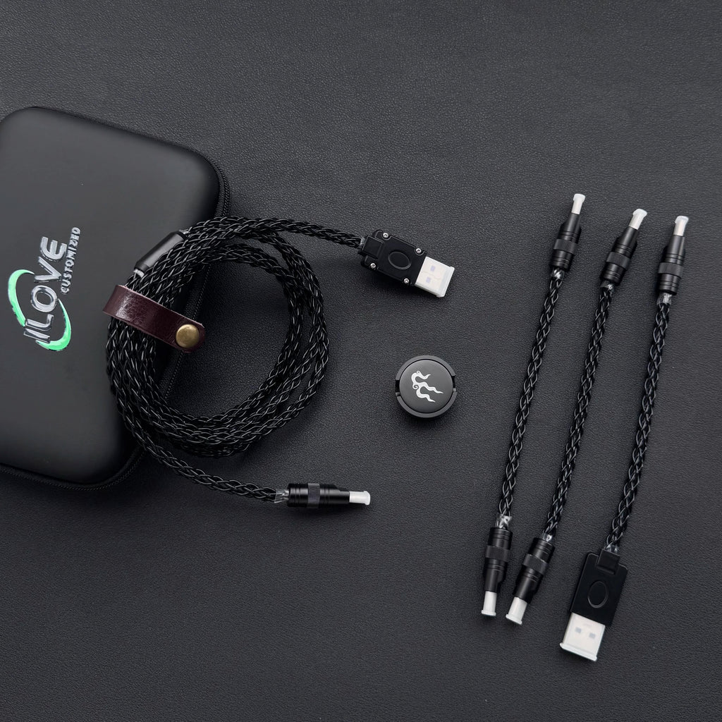 15cm C-C/USB-C Single Crystal Copper Keyboard Cable Supports 8K Magnetic Controllable Lights for HMlab Hub