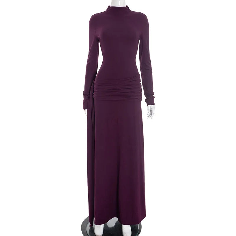 Nsauye Women Vintage Sexy New Fashion Night Club Evening Party Maxi Dress Long Sleeve 2025 Winter Holiday Elegant Bodycon Dress