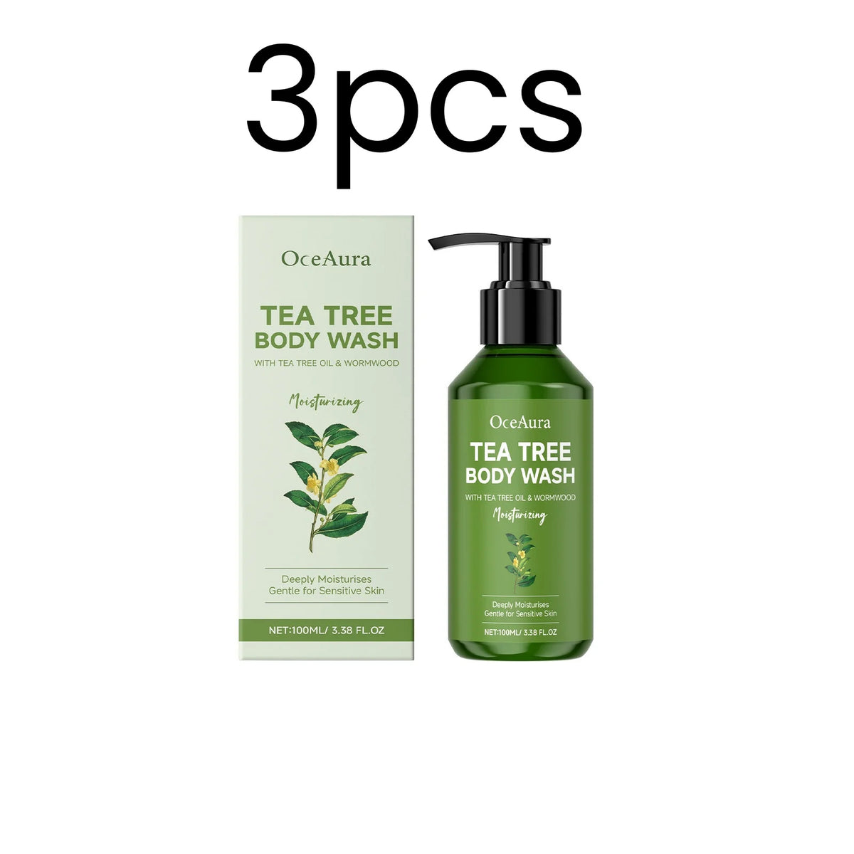 OceAura Tea Tree Body Wash Deep Cleaning Refreshing Skin Moisturizing Soft Skin Friendly Long Lasting Fragrance Shower Gel 100ml