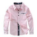 Hot Sale Children Boys Shirts Spring 2023 Fashion Solid color Kids baby Shirts children Clothing Shirt white Long sleeve 3-12Yrs