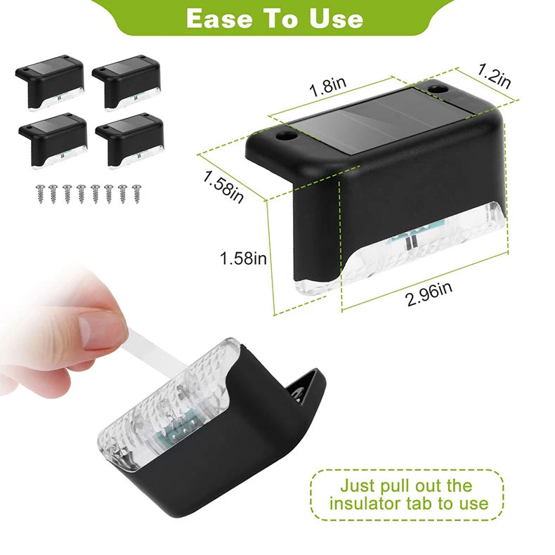 Solar Path Light,Outdoor Fence Light,Waterproof Yard Step Light,Easy-Install Garden Decor Lamp,Patio,Balcony,Fence,Yard,Outdoor