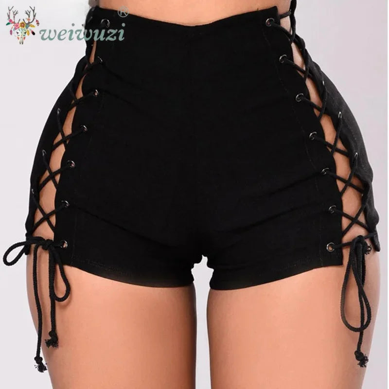 2026 New Women Fashion Sexy Lace Up Denim Shorts Slim Hight Waist Ripped Hot Pants Jeans Summer Nightclub Pole Dance DS Shorts