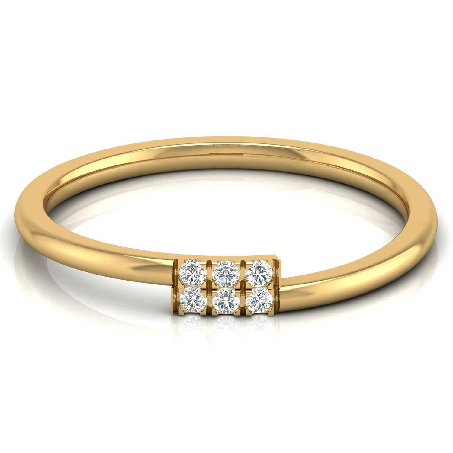 Minimalist 10K 14K 18K 22K Solid Gold Ring IGI CVD Lab Created Diamond 6 Stone Cluster Gold Jewelry Women Stackable Ring Band