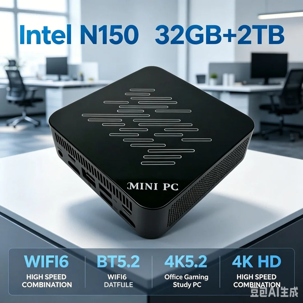 Mini PC Computer Intel Core N150 PC Gaming Computer 8/16GB RAM 1TB 2TB M.2 SSD WiFi 6 BT5.2 4K HD Portable Desktop Pc