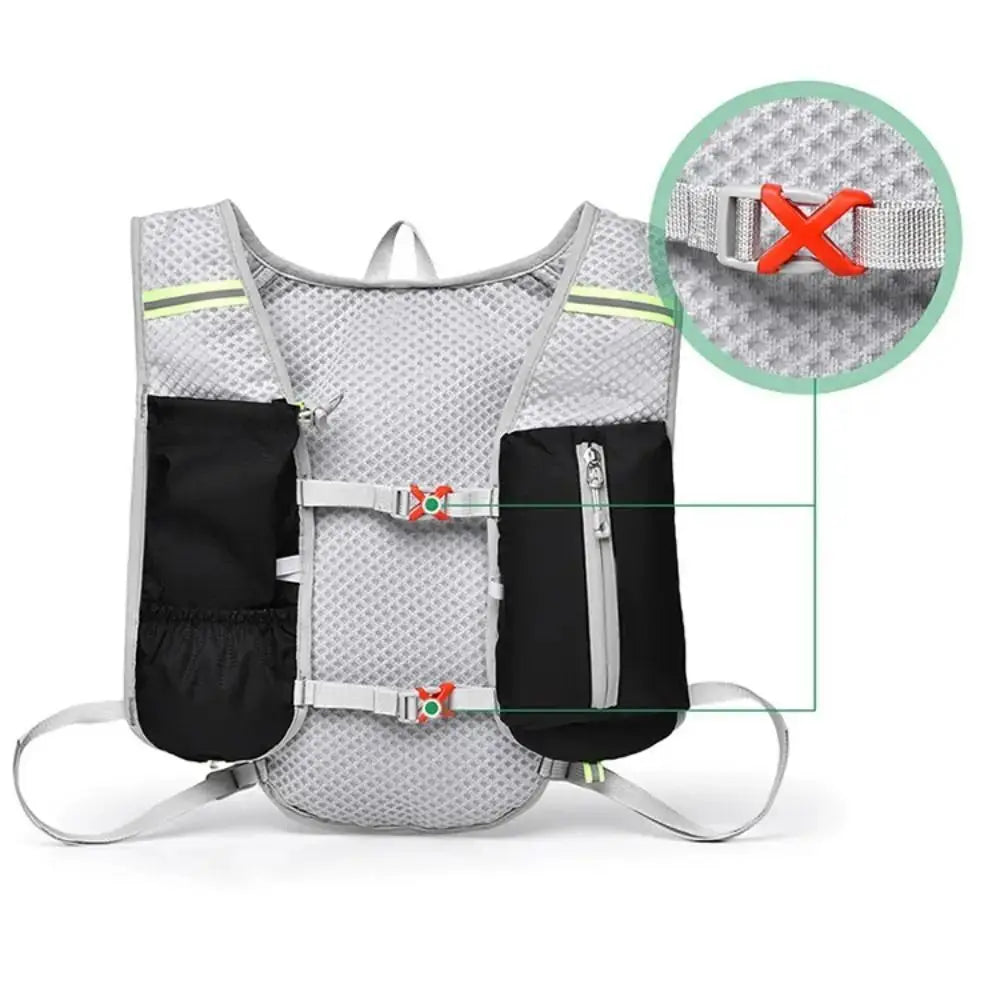 Waterproof Polyester Running Water Bottle Storage Vest Breathable With Phone Holder Marathon Hydrating Backpack Reflective