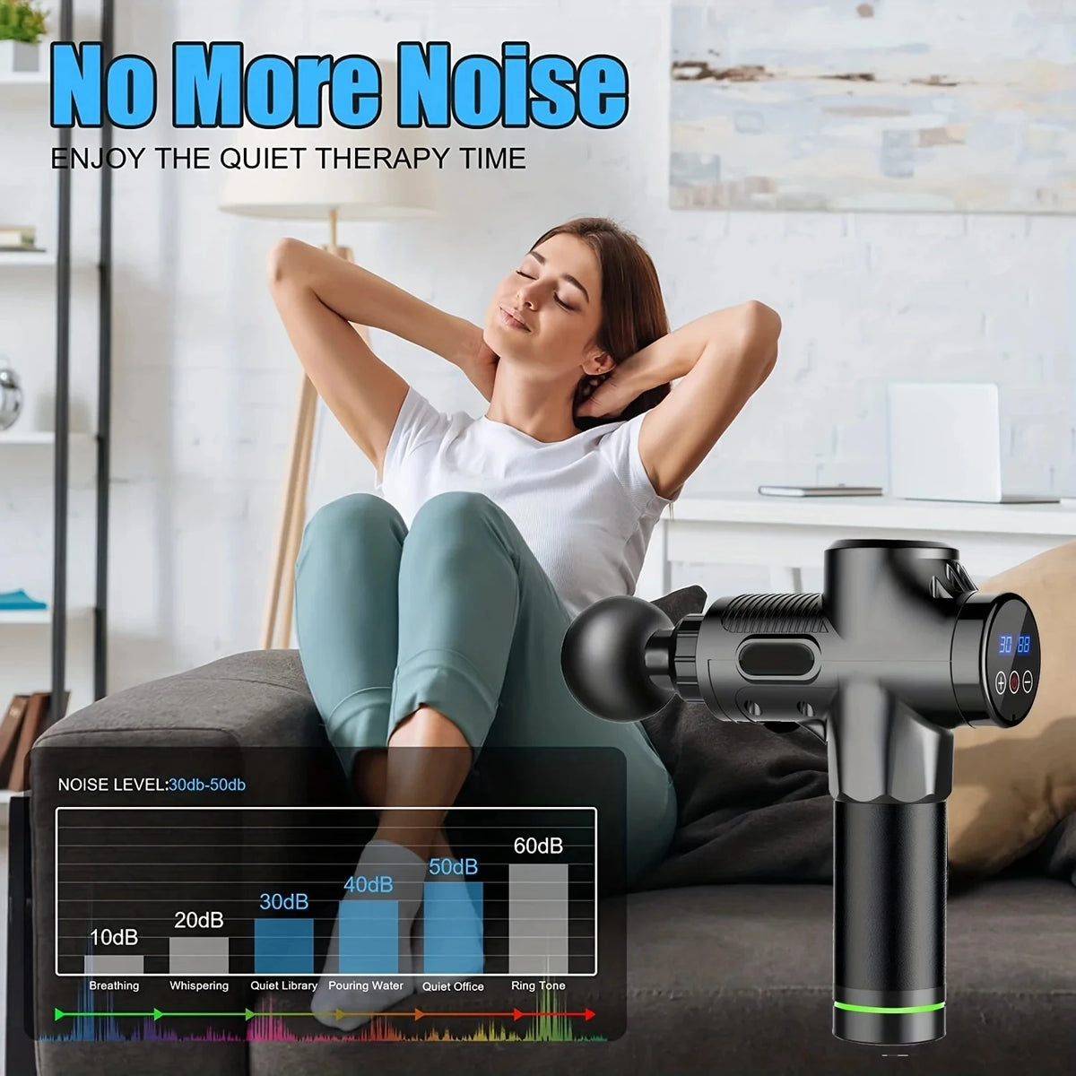 30 Levels Deep Muscle Massage Gun Electric Percussion Pistol Massager For Body Neck Back Leg Fitness Tool