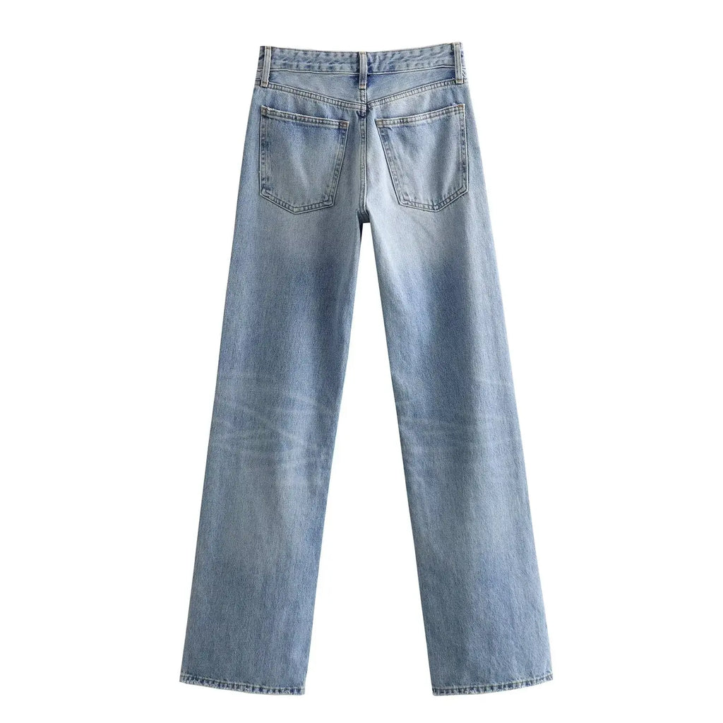 Maxdutti British fFashion Street Distressed Jeans Boyfriend Style Pants Girls Retro Loose Casual Jeans For Women Harem Denim