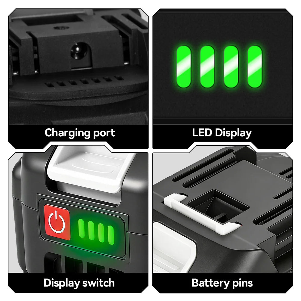 ONEVAN 15000mAh 22500mAh Lithium Ion Battery Rechargeable Battery With Charger Electric Wrench Power Tool For Makita 21V Battery Pin Tool