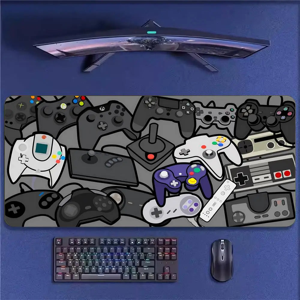 Super Retro Game Controller Mouse Pad Tapetes de Mesa Teclado, Borracha Kawai, Tapete de Mesa Antiderrapante, XXL90x40cm