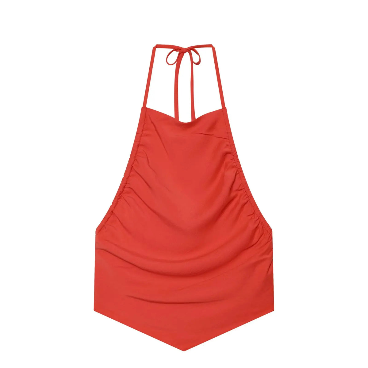HXAO Red Ruffled Pants Sets Women's Suit Halter Crop Backless Sleeveless Top 2 Piece Set Chic High Waist Baggy Trousers Outfits