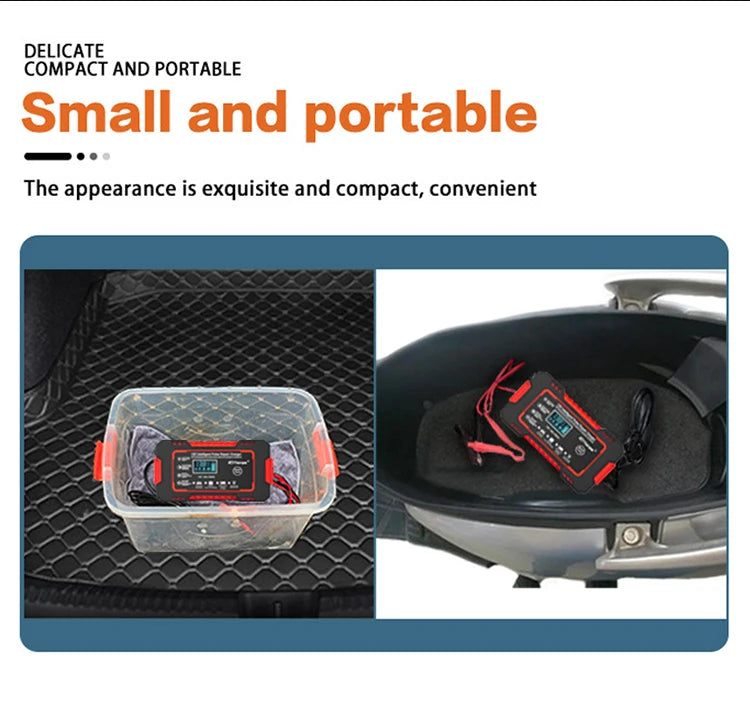 Car Battery Charger 12V 6A Touch Screen Pulse Repair LCD Fast Power Charging Wet Dry Lead Acid Digital LCD Display