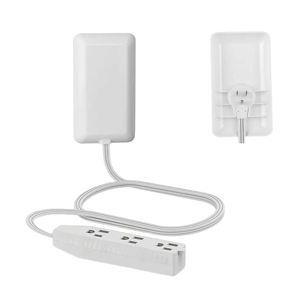 3 FT Extension Cord Power Strip with 3 AC Outlet 3 Prong Plug Extender, Cover Plate, Wire Splitter 16AWG, Standard Grounding, UL