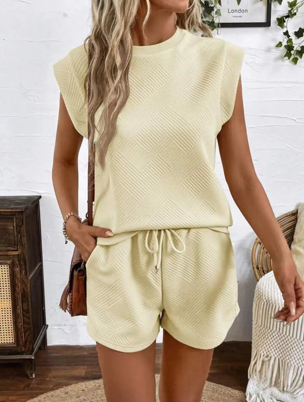 Women Shorts Pant Set Two Piece Sets Round Neck Solid Casual Loose Tops Short Pants Lace Up Elastic Waist Y2k Streetwear 2026