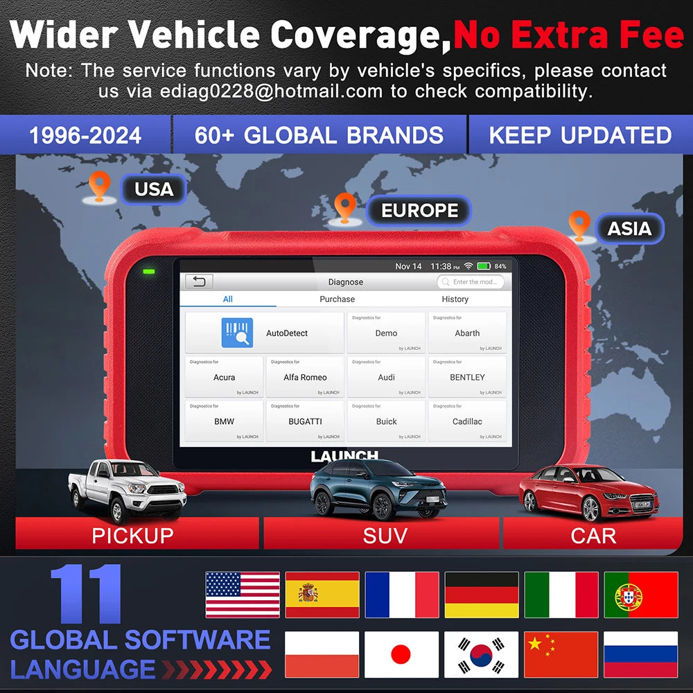 [Lifetime Free Update] 2026 LAUNCH X431 CRP123E V3.0 Car Diagnostic Tools ABS SRS AT ENG OBD2 Scanner Full OBD2 Functions