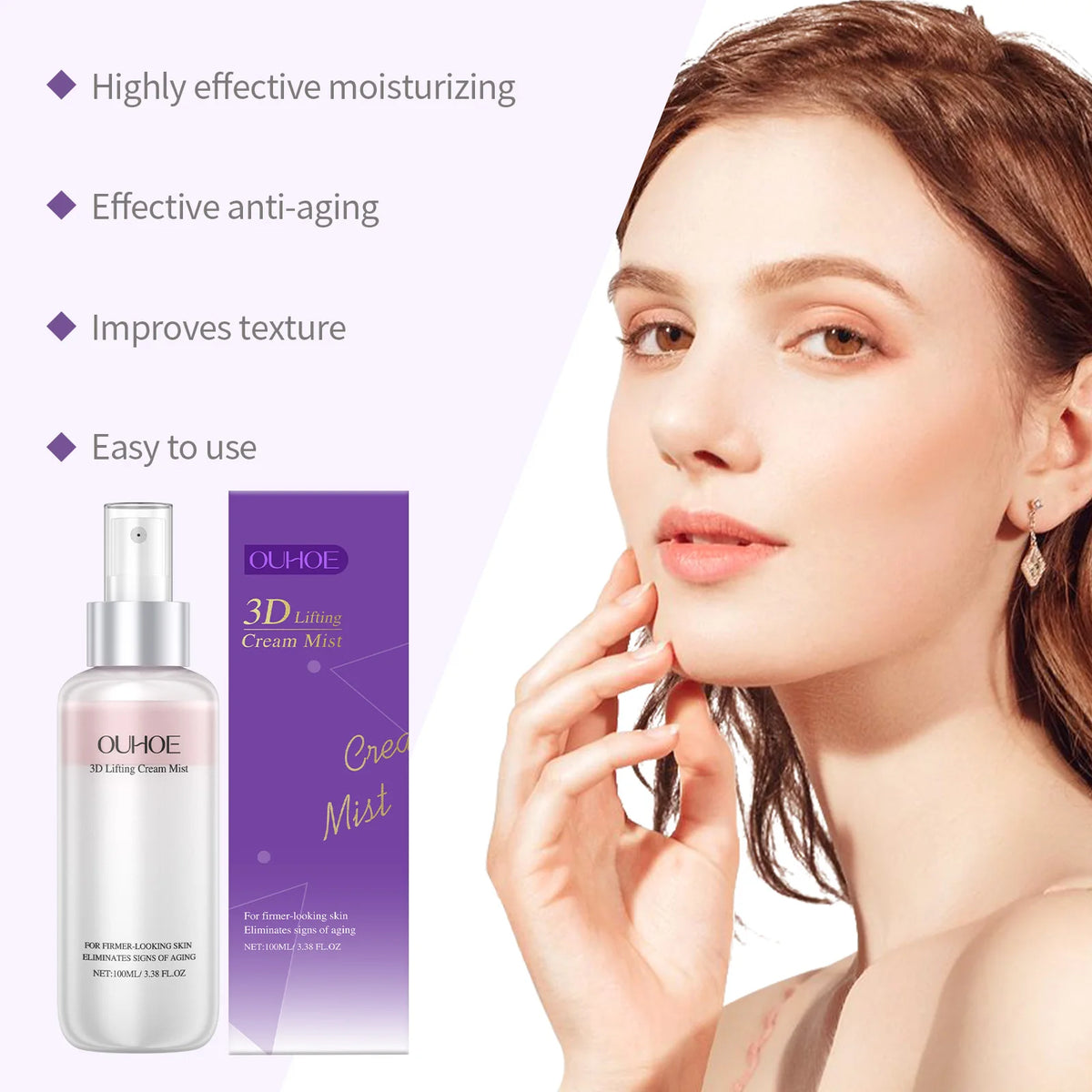 3D Lifting Firming Cream&Spray,Advanced with 17 Peptide Complex for Face&Neck,Butter Rich Texture For Perfect Slugging,Creamy Moisturizing,Instantly Brightens Skin Tone,Firms Skin,Refreshing,Comfortable.K-Beauty  Glass Skin