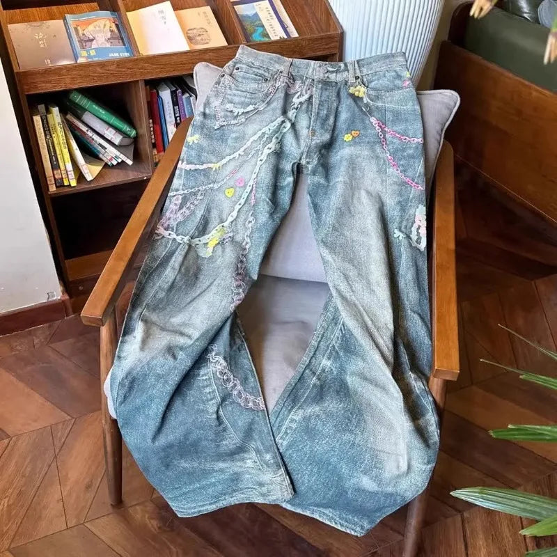 Summer American Retro Low Waist Wide Leg Women's Jeans Loose Drapey Tall Extended Length Hot Girls Korean Fashion Y2k Style Pant