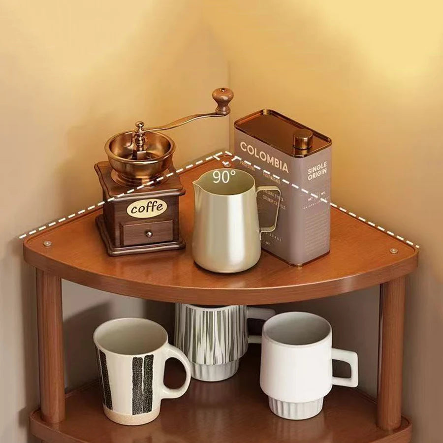 Wooden Storage Shelf for Kitchen Rattan Desktop Organizer Display Rack Spice Rack for Countertop Makeup Organizer