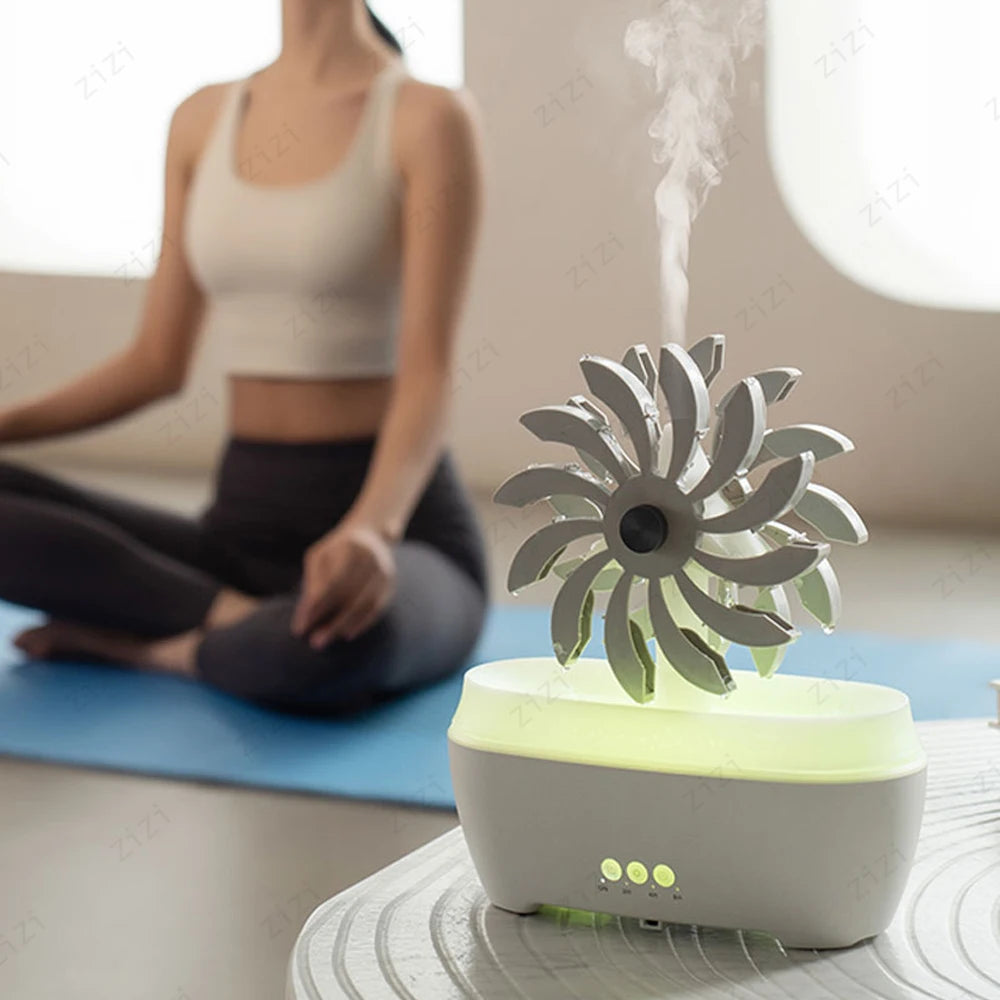 Creative Raindrop Windmill Essential Oil Diffuser Colorful Atmosphere Light Remote Control Humidification Aromatherapy Machine
