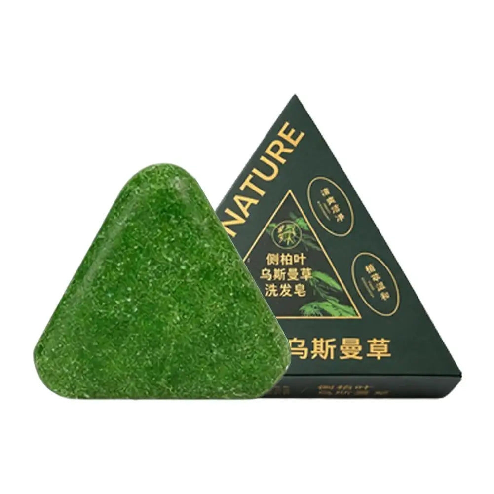 Usman Grass Shampoo Soap Cypress Leaf Polygonatum Herbal Plant Extract Strengthens Roots Controls Oil Cleanses Scalp Hair Growth