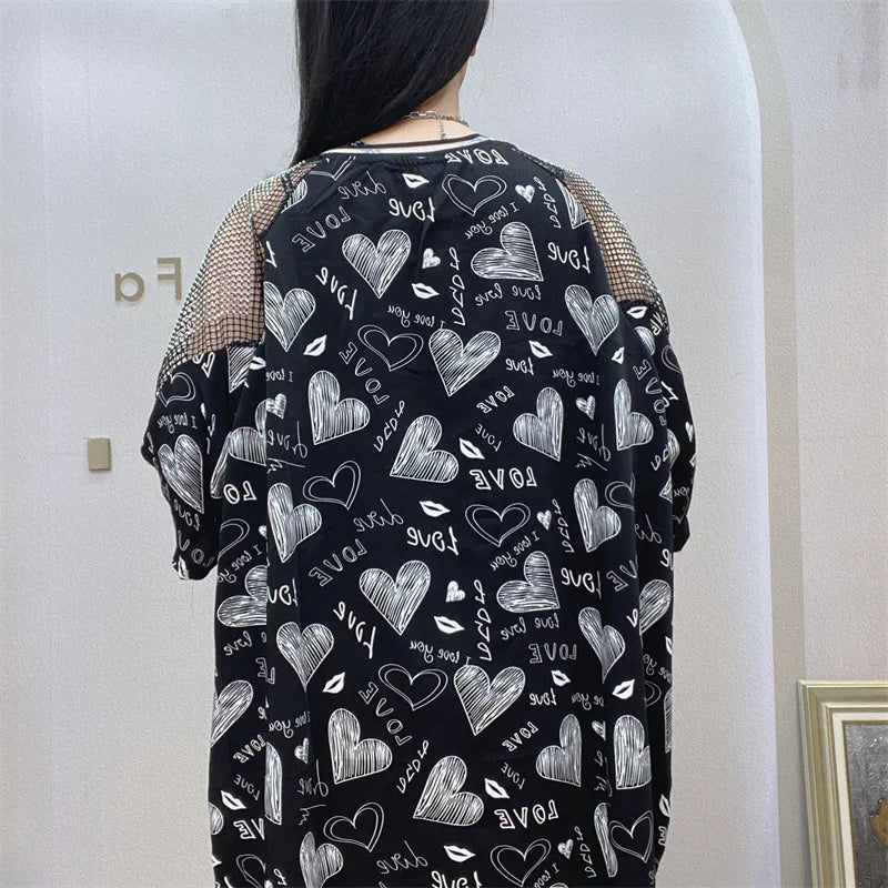 2pcs Plus Size Set For Women Spring Summer Chiffon Suit Hollow Out Shoulder Short Kit Matching Sports Wear