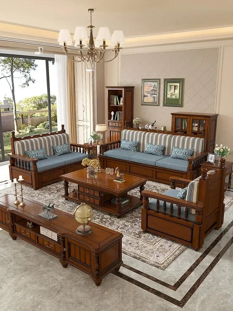 Solid wood sofa living room concubine combination small apartment dual-purpose storage