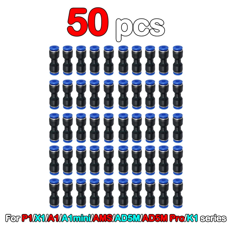 5/10pcs for Bambu Lab PTFE Tube Pneumatic Connector 3D Printer X1 X1C P1P P1S A1 1.75mm Filament Extruder 3D Printer Parts