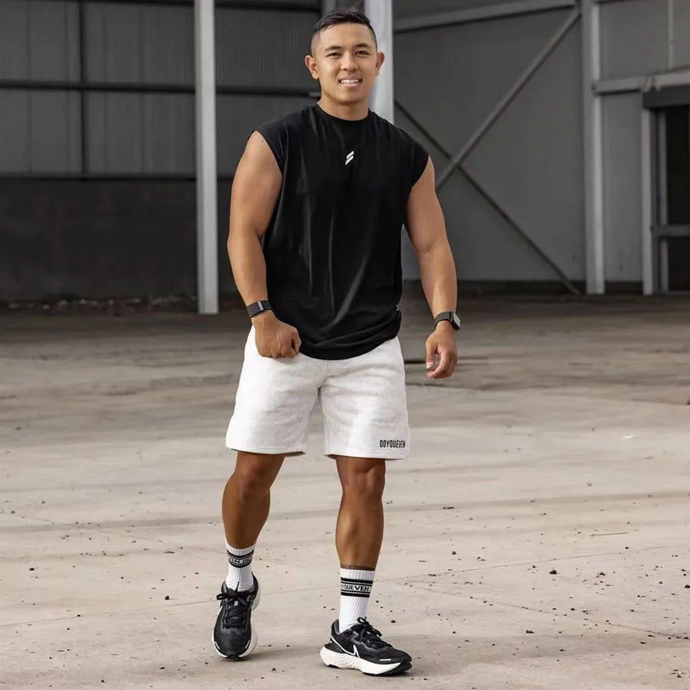 Summer Fitness Sports Tank Top Men's Breathable Loose Fit Training Sleeveless T-shirt Quick Drying vest male Fitness Clothing