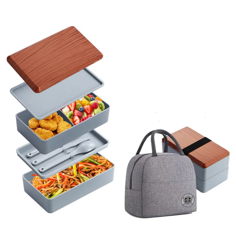 Untior Divided Lunch Box Picnic Microwave Japanese Bento Box Portable Double Layer Food Container For Kids Office Workers