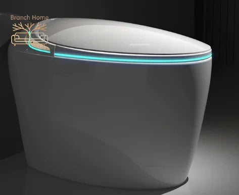 Egg Shaped Smart Toilet Fully Automatic Intelligent Bidet Integrated One-Piece Ceramic Commode Heated Seat Foot Sensor Flush