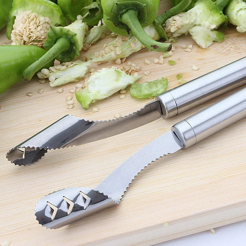 1/2PCS Vegetable Fruit Coring Tool Pepper Tomato Slicer Edge Rotating Cutter Corers Seed Remover Stainless Steel Kitchen Gadgets