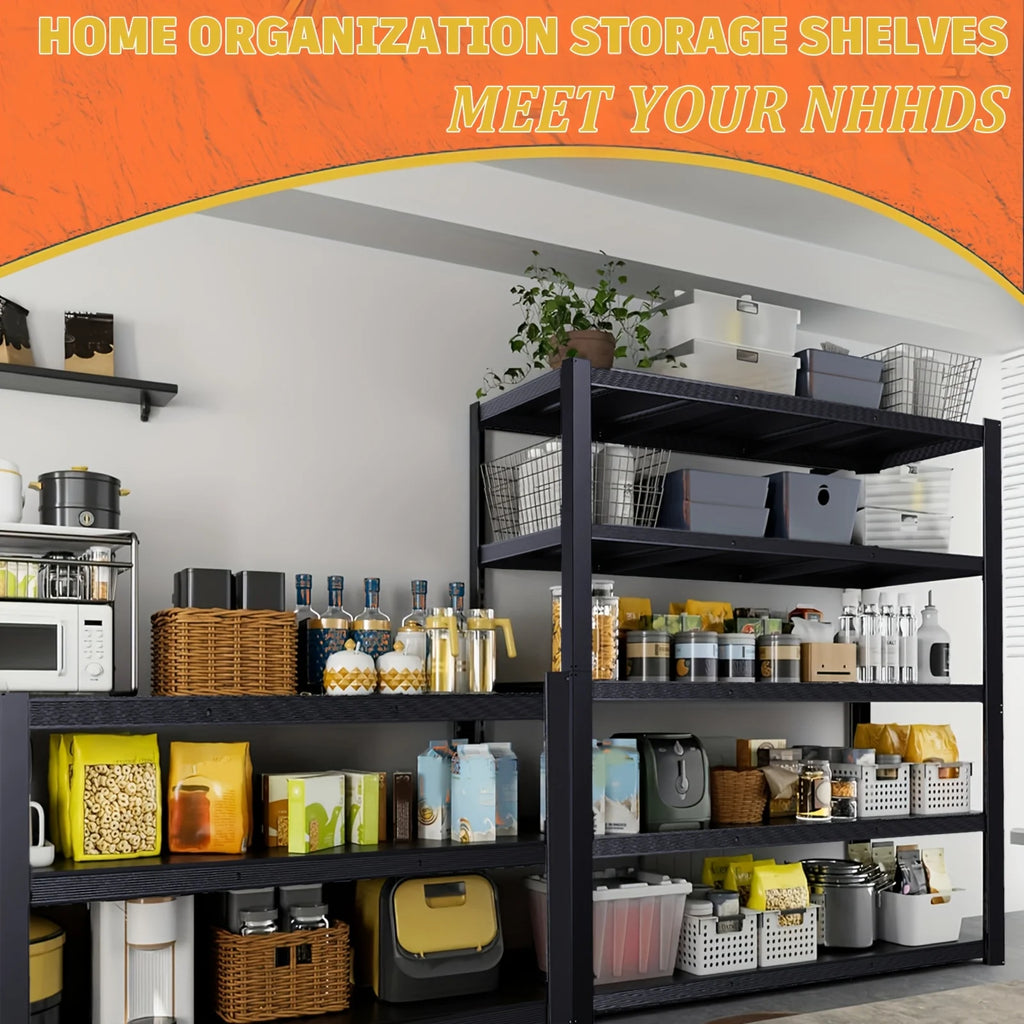 5 Tier Wide Mesh Steel Storage Shelf Heavy Duty Garage Organizer Rack, Upgraded Thick Double Folded Edge Frame No Deform, Adjustable Height Metal Shelving for Garage Basement Workshop Warehouse Home Tool Storage