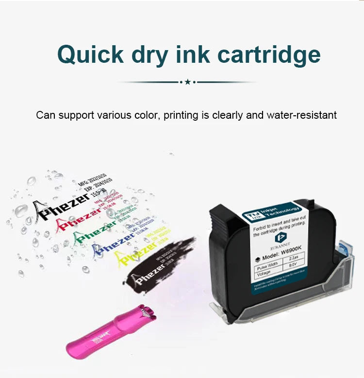 For Hp Phezer 2026 PC98 Mini Printer 28 Languages Portable Printer Handheld Inkjet Printer QR Bar Code Date Logo Expiry Date