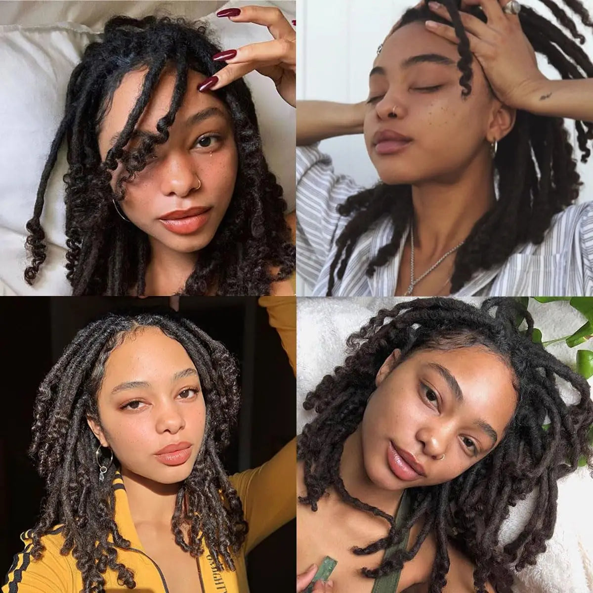 8-14inch 0.6cm Width Human Hair Dreadlock Extension with Curly Ends Handmade Permanent Locks Extension Can Be Dyed for Men/Women