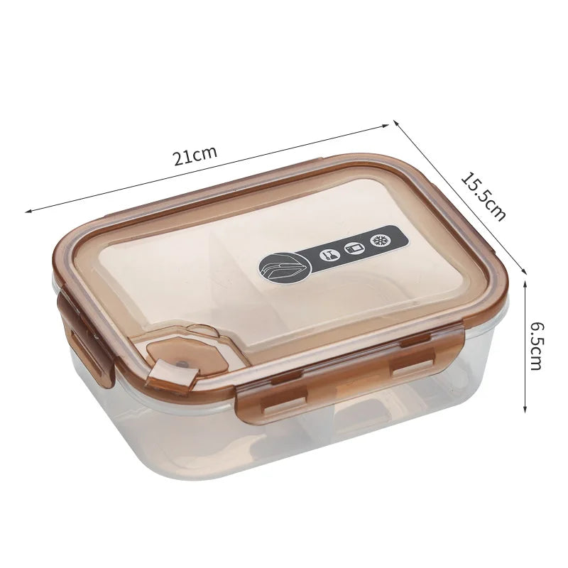 Microwavable Plastic Crisper Lunch Box Multi-compartment Bento Box Portable Food Storage Containers Office Student LeakProof Box