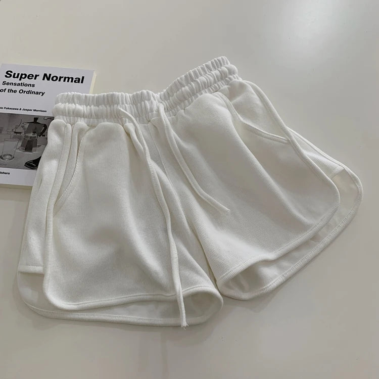 New2026 Women's Summer Casual Loose Drawstring Sports Shorts Elastic High Waist Fitness Running A-line Shorts Leisure Home Pants
