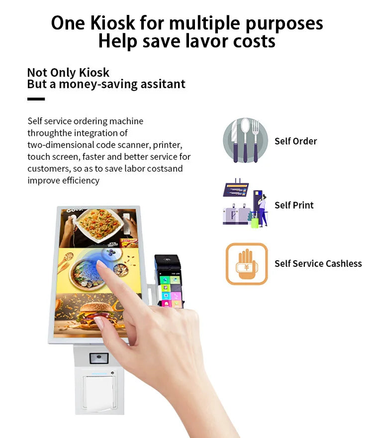 【Hot Sale】21.5Inch Desktop Self-Service Payment Pos Terminal Android Sales Kiosks Self Order Menu Screen Terminal Kiosk Fast Foo