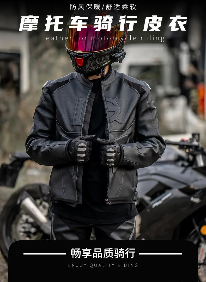 GHOST RACING Winter Motorcycle Jacket Leather Chaqueta Moto Men Waterproof Moto Suit Motorbike Riding Jacket Motocross Jacket