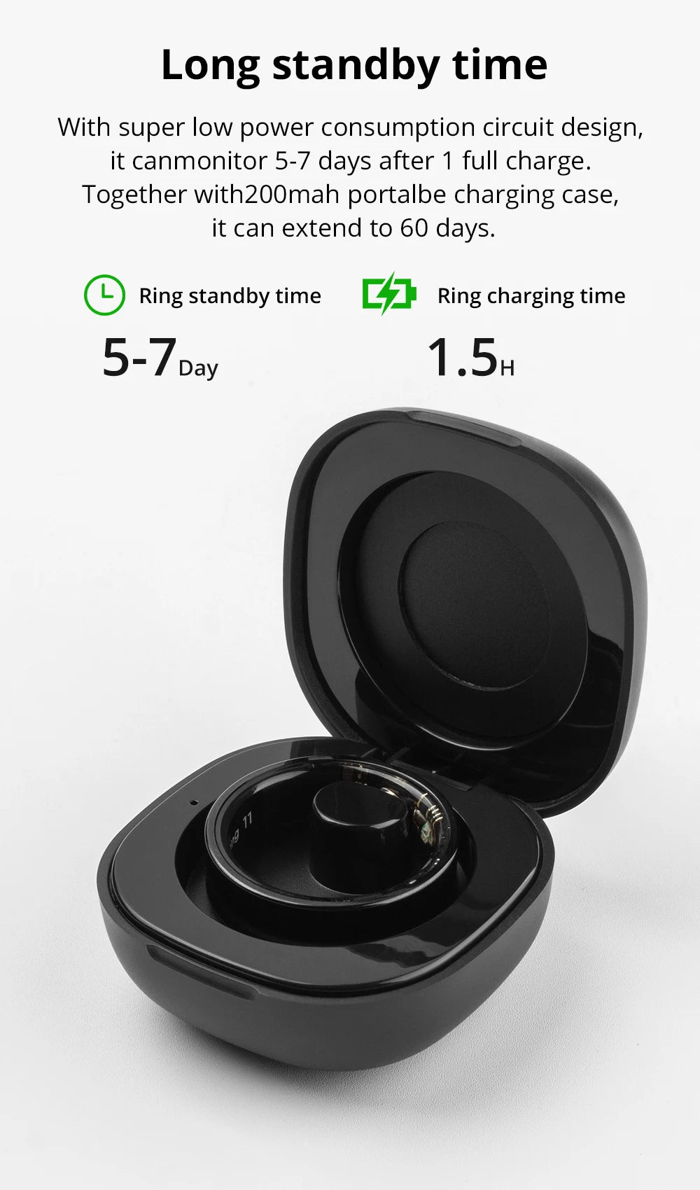 2024 COLMI R09 Smart Ring Men Women with Charging Case, Health and Sleep Monitor, Skin Temperature Monitor, 60 days battery life