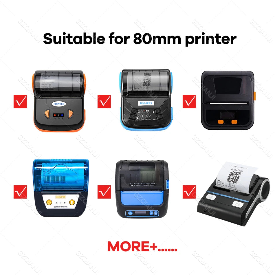 80mm Width Non-Adhesive Thermal Printer Paper for Pos Receipt Maker Black on White Printing 3 Rolls Suitable Notes List Photo