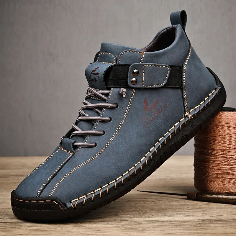 New Leather Casual Men Shoes Design Sneakers Man Breathable Leather Shoes Outdoor Men Ankle Boots